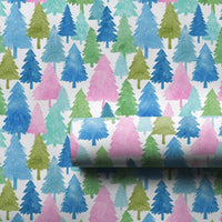 Watercolor Forest Gift Wrap, Pastel Pine Tree Wrapping Paper, Winter Woodland Wrapping Paper, Christmas Holiday Birthday Present Wrap