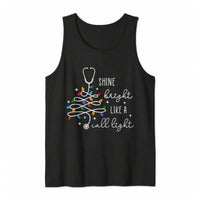 Shine Bright Like a Call Light Tank, Nurse Christmas Tank Top, Humorous Stethoscope Christmas Tree Tank Top, Nurse Holiday Present