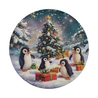 Winter Holiday Present Giving Penguins Tire Cover, Penguin Christmas Spare Tire Cover, Festive Xmas Tree Decor for Jeep SUV Truck RV