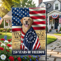 Golden Retriever American Flag Garden Flag | 250 Years of Freedom Patriotic Design | Double-Sided Outdoor Decor | Dog Lovers Gift