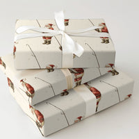 Vintage Angler Christmas Gift Wrap, Fishing Santa Claus Wrapping Paper, Fisherman Holiday Wrapping Paper, Outdoor Sportsman Present Packaging