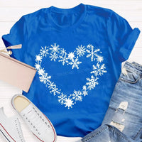 Winter Snow Day Graphic Tee, Snowflake Heart T-Shirt, Adorable Snowflake Heart Shirt, Comfy Holiday Winter Season Tee, Christmas Snow Lover Present