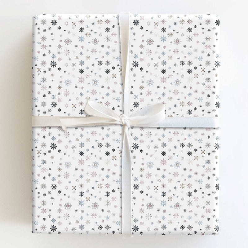 Subtle Winter Snowflake Gift Wrap, Muted Pastel Snowflake Wrapping Paper, Modern Holiday Wrapping Paper, Neutral Christmas Gift Wrap Roll
