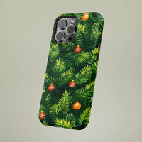 Festive Winter Holiday Pine Needle Case, Christmas Tree Branch Phone Case for iPhone, Xmas Ornament Pattern Tough Phone Cover Present