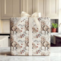 Equestrian Christmas Gift Wrap, Winter Horse Wrapping Paper, Watercolor Horse Holiday Wrapping Paper, Country Farmhouse Present Gift Wrap