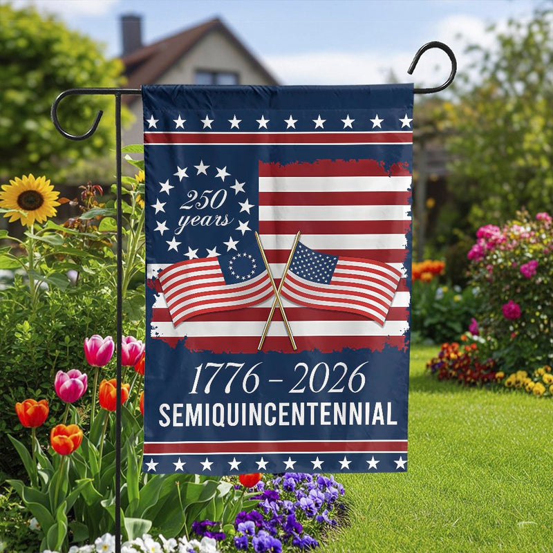 Semiquincentennial Garden Flag 1776-2026 | 250 Years American Independence Patriotic Banner | Durable Weather-Resistant Polyester | Memorial Day Celebration Decor
