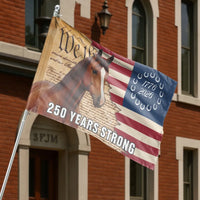 American Horse House Flag |250 Years Strong1776-2026 Constitution Patriotic Art | Weather-Resistant Double-Sided Outdoor Flag | Patriotic Gift for Horse Lover