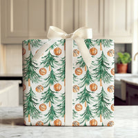 Watercolor Pine Tree Gift Wrap, Basketball Christmas Wrapping Paper, Sports Holiday Present Paper, Basketball Fan Christmas Gift Wrap