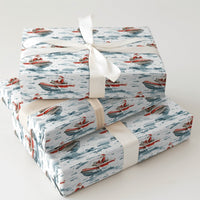 Coastal Watercolor Holiday Gift Wrap, Jet Ski Santa Christmas Wrapping Paper, Ocean Santa Wrapping Paper, Beach Lover Christmas Gift Wrap
