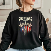 America 250 Years T-Shirt | Vintage Fighter Jet American Flag Graphic | Premium Cotton | Collector's 4th of July Gift for Patriots