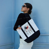America Flowers Color-blocked Canvas Bag