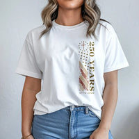 250 Years American Flag Cross T-Shirt | Vintage Patriotic 1776-2026 Design | Soft 100% Cotton Tee | Gift for Patriots and History Lovers