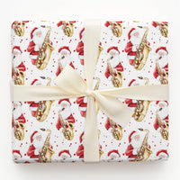 Jazz Christmas Gift Wrap, Saxophone Santa Wrapping Paper, Watercolor Santa Musician Holiday Wrapping Paper, Music Lover Gift Wrap Paper