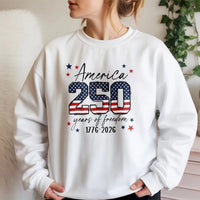 Patriotic 250 Years of Freedom Sweatshirt | American Flag 1776-2026 Design | Unisex Crewneck Pullover | USA Sestercentennial Collector's Gift