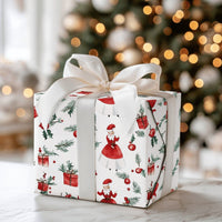 Vintage Christmas Gift Wrap, Mrs Claus Wrapping Paper, Watercolor Holiday Wrapping Paper, Retro Mrs Claus Gift Wrap, Xmas Present Paper