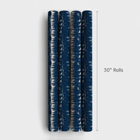 Reindeer Night Wrapping Paper, Santa Sleigh Christmas Wrapping Paper, Winter Forest Holiday Gift Wrap, Navy Blue Xmas Wrapping Paper Roll