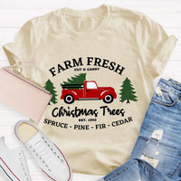 Vintage Botanical Holiday Graphic Tee, Farm Fresh Christmas Tree Teacher T-Shirt, Winter Christmas Shirt, Teacher Present