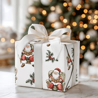 Comfy Bookish Christmas Gift Wrap, Reading Santa Claus Wrapping Paper, Watercolor Santa Present Wrap, Nostalgic Holiday Packaging