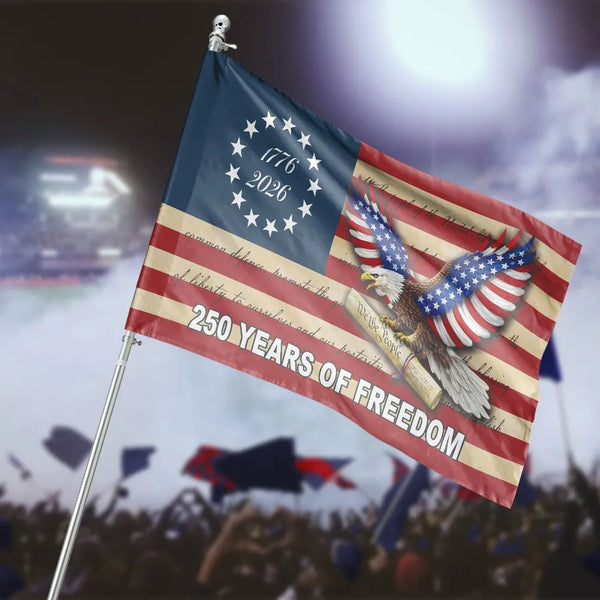 USA 250 Years of Freedom House Flag | Patriotic 1776-2026 America Semiquincentennial Eagle Design | Double-Sided Premium Weather-Resistant Polyester | Patriotic Outdoor Decor Gift