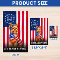 Yorkshire Terrier American Flag Garden Flag | 250 Years Strong 1776-2026 | Double-Sided Polyester | Patriotic Dog Lover Gift