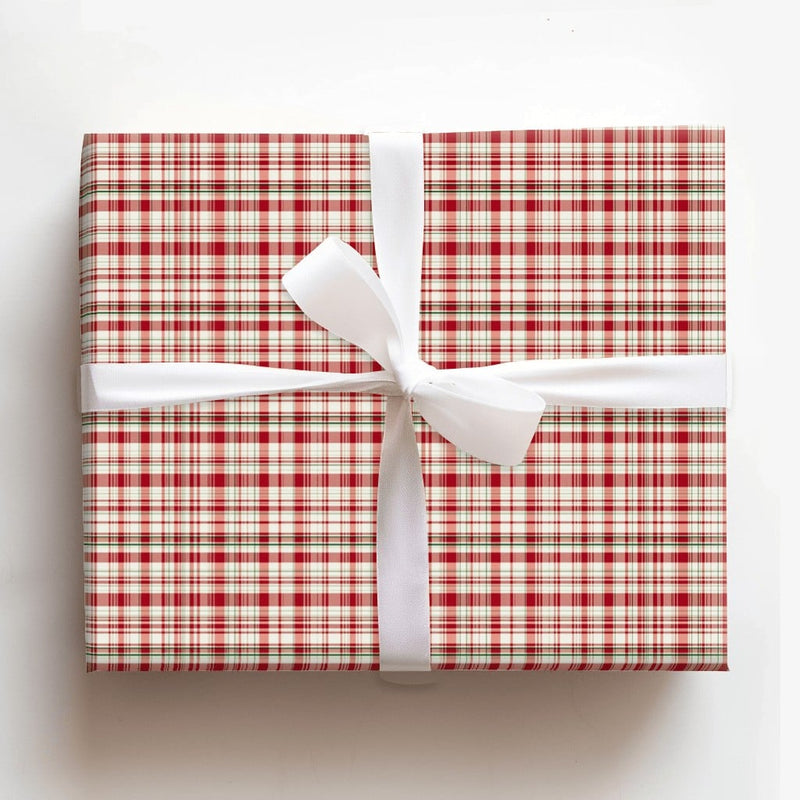 Tartan Plaid Gift Wrap, Red and Green Plaid Christmas Wrapping Paper, Traditional Holiday Wrapping Paper, Festive Winter Present Wrap
