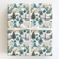Golden Gate Bridge Gift Wrap, San Francisco Christmas Wrapping Paper, Snowy San Francisco Present Paper, California Holiday Wrapping Paper
