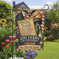 We The People Garden Flag | 250 Years of Freedom Patriotic Americana Art | Premium Weather-Resistant Polyester | Gift for Patriotic Americans