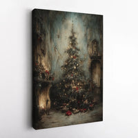 Moody Dark Academia Holiday Print, Victorian Christmas Tree Canvas Art, Gothic Christmas Wall Art, Vintage Holiday Decor Digital Download