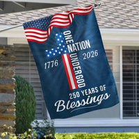 250 Years of Blessings Garden Flag | One Nation Under God 1776-2026 | Double-Sided Patriotic Americana Decor | UV-Resistant Polyester