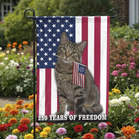 Patriotic Cat Garden Flag | 250 Years of Freedom USA Decor | Premium Weather Resistant Polyester | Yard Art Gift for Cat Lovers