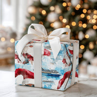 Christmas Cruise Gift Wrap, Tropical Santa Wrapping Paper, Beach Holiday Wrapping Paper, Watercolor Sunglasses Santa Paper Roll