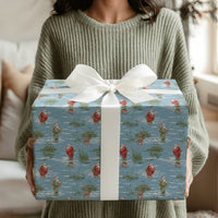 Humorous Angler Santa Gift Wrap, Fly Fishing Santa Wrapping Paper, Outdoor Christmas Present Paper, Fisherman Holiday Gift Wrapping Paper