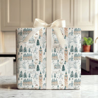 Big Ben Tower Bridge Holiday Wrapping Paper, London Christmas Wrapping Paper, Watercolor Cityscape Wrapping Paper, Winter Travel Gift Wrap