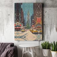 Snowy Chrysler Building Print, New York Christmas Canvas Wall Art, NYC Winter Cityscape Poster, Festive New York Decor, Digital Download