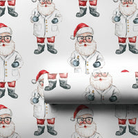 Medical Worker Gift Wrap, Doctor Santa Wrapping Paper, Lab Coat Nurse Christmas Wrapping Paper, Healthcare Hero Holiday Wrapping Paper