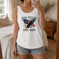 Patriotic American Eagle Tank Top | USA 250 Years 1776-2026 Flag Graphic | Lightweight Soft Stretch Fabric | Independence Day 4th of July Celebration Gift for Men Women