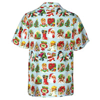 Retro Holiday Print Aloha Shirt, Vintage 60s Christmas Hawaiian Shirt, Summer Xmas Button Up, Beach Party Vacation Present for Men