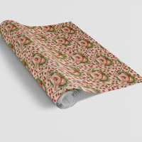 Adorable Pig Wreath Gift Wrap, Piggy Tidings Christmas Wrapping Paper, Farm Animal Holiday Paper Roll, Festive Winter Birthday Gift Wrap
