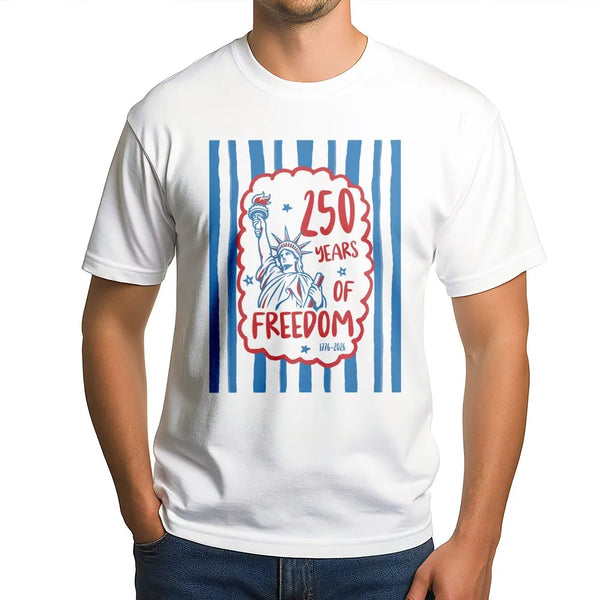 Statue of Liberty 250 Years T-Shirt | Retro Americana Commemorative Stamp Design | Soft Breathable Cotton Tee | Gift for History Lovers