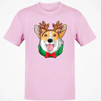 Holiday Dog Lover T-Shirt, Corgi Christmas Reindeer Antlers Shirt, Adorable Xmas Puppy Graphic Tee, Festive Corgi Shirt, Winter Holiday Present
