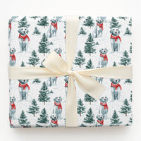 Snowy Pine Dog Wrapping Paper, White Labrador Christmas Wrapping Paper, Winter Holiday Puppy Wrapping Paper