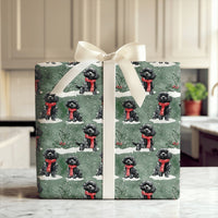 Festive Holiday Dog Wrapping Paper, Black Poodle Christmas Wrapping Paper, Winter Scarf Puppy Gift Wrap, Dog Gift Wrap, Dog Lover Xmas Present