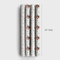 Vintage Santa Christmas Wrapping Paper, Violin Santa Wrapping Paper, Musical Holiday Gift Wrap, Snowy Forest Present Wrapping Paper