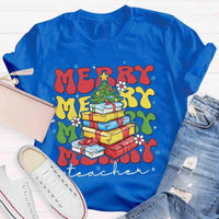 Festive Holiday Graphic Tee, Christmas Tree Teacher T-Shirt, Retro Xmas Teacher Shirt, School Educator Winter Tee, Teacher Christmas Present