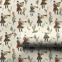 Medieval Drummers Pipers Gift Wrap, Vintage Christmas Musicians Wrapping Paper, Traditional Caroler Wrapping Paper, Holiday Gift Wrap Roll
