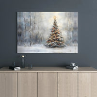 Winter Forest Canvas Print, Snowy Christmas Tree Canvas Wall Art, Festive Holiday Wall Art, Printable Digital Download, Holiday Wall Decor