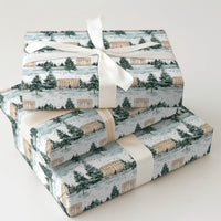 Snowy Winter Forest Gift Wrap, Lincoln Memorial Wrapping Paper, Watercolor DC Holiday Gift Wrap, Christmas Present Paper, History Buff Present