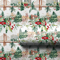 Cityscape Christmas Gift Wrap, Columbus Ohio Skyline Wrapping Paper, Main Street Bridge Present Wrap, Local Ohio Festive Wrapping Paper