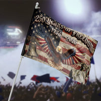 250 Years of Freedom House Flag | Eagle Liberty Bell Statue of Liberty Art | Premium Weather-Resistant Polyester | Patriotic Gift for History Lovers