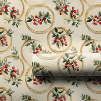 Gold Ring Holiday Gift Wrap, Watercolor Red Berry Christmas Wrapping Paper, Botanical Berry Wrapping Paper, Elegant Xmas Gift Wrapping Paper
